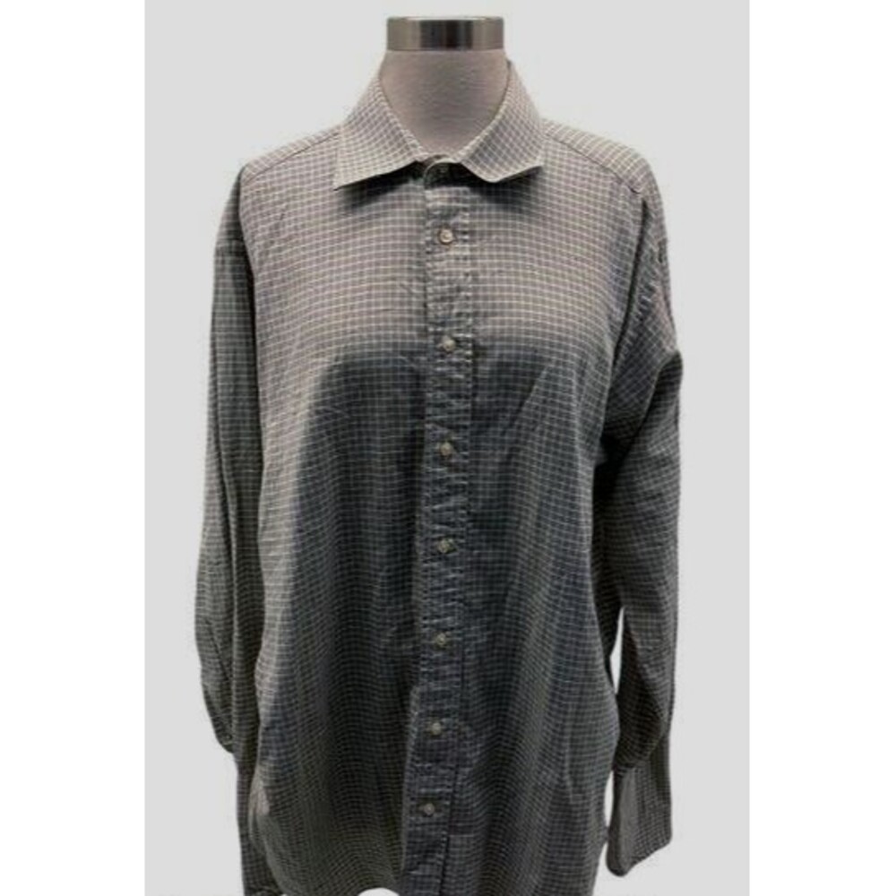 VINTAGE BURBERRYS MENS MULTICOLOR PLAID LONG SLEEVE BUTTON UP SHIRT SIZE 17-34Un